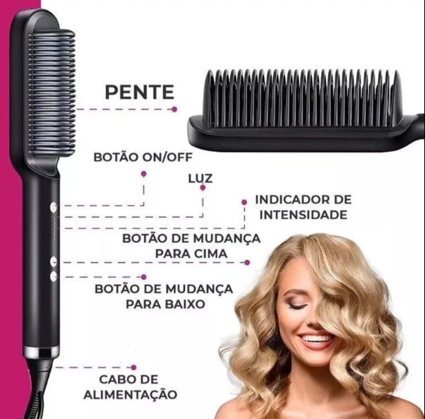 Escova De Cabelo 3 em 1 + Brinde